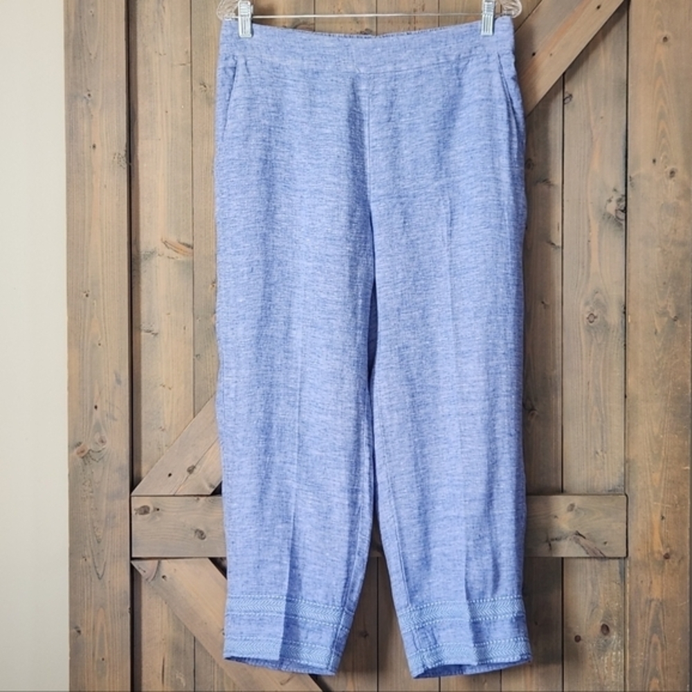 Chico's Linen Pull On Waist Cropped Pants Size 6